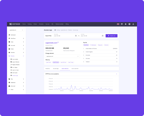 hPanel access logs