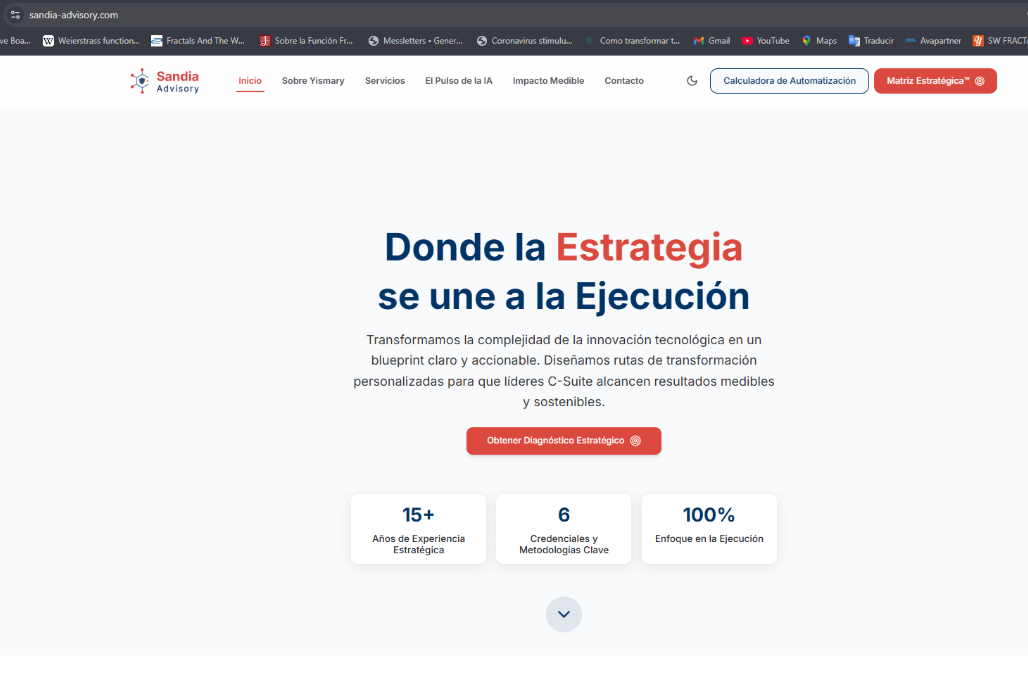 Sandia Advisory: Web App Full-Stack Serverless con Supabase y IA. 100% dinámico, con APIs y Edge Functions.