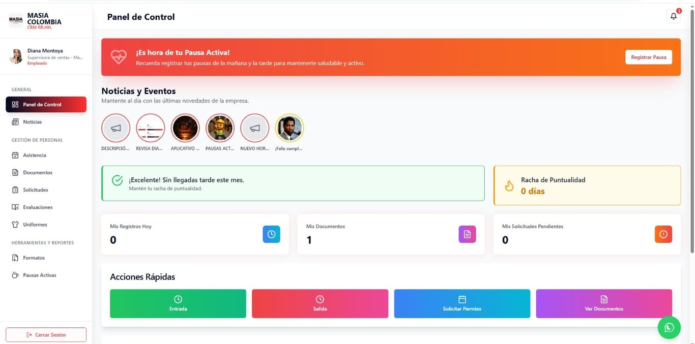 CRM web integral para RRHH: gestiona nómina, asistencia, documentos, vacaciones y más con interfaz interactiva.