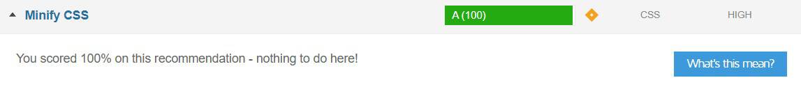 We will get the perfect score after we minify CSS