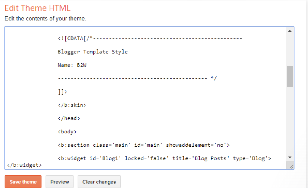 Edit Theme HTML settings