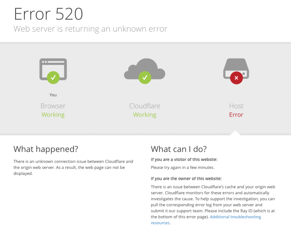 Example of an error 520
