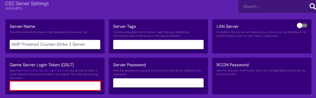CS2 server settings on game panel Hostinger