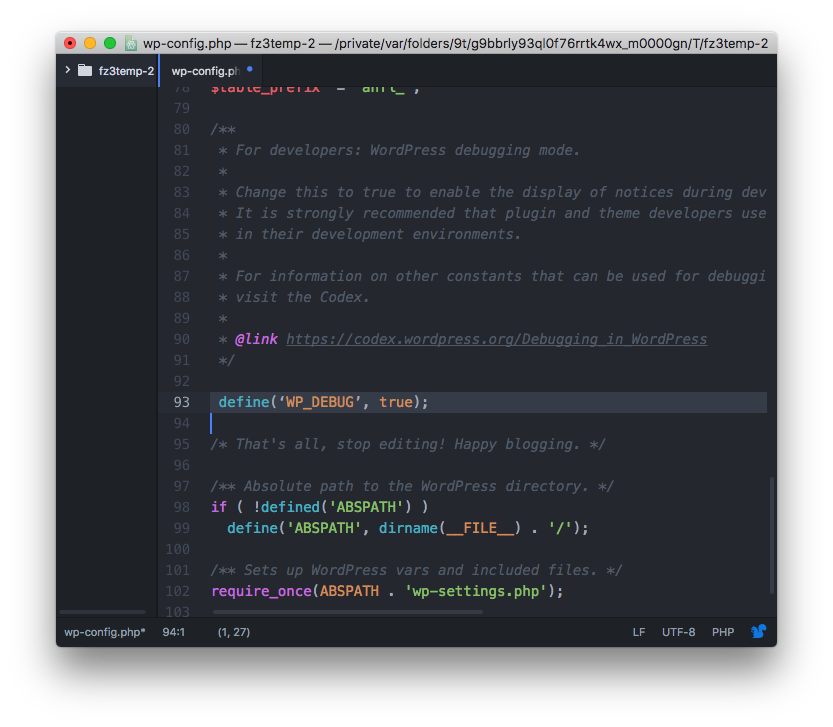 Log de erros do WordPress 