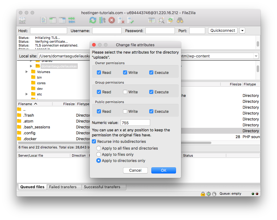 Fixing Upload:Failed to Write File to Disk with FileZilla