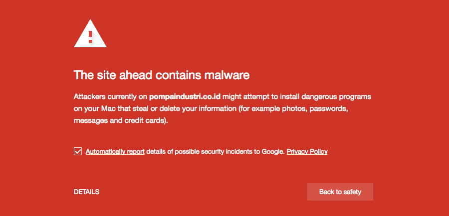 The Site Ahead Contains Malware