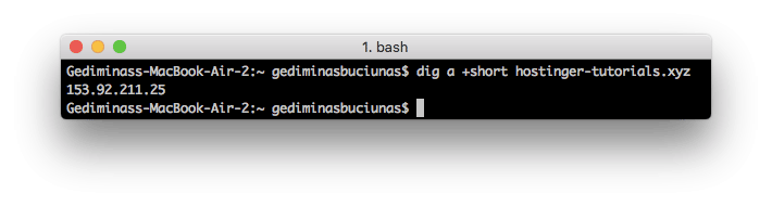 The dig command shows the IP address a nameserver is pointing to
