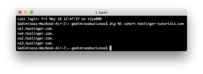 Nameserver lookup using dig command
