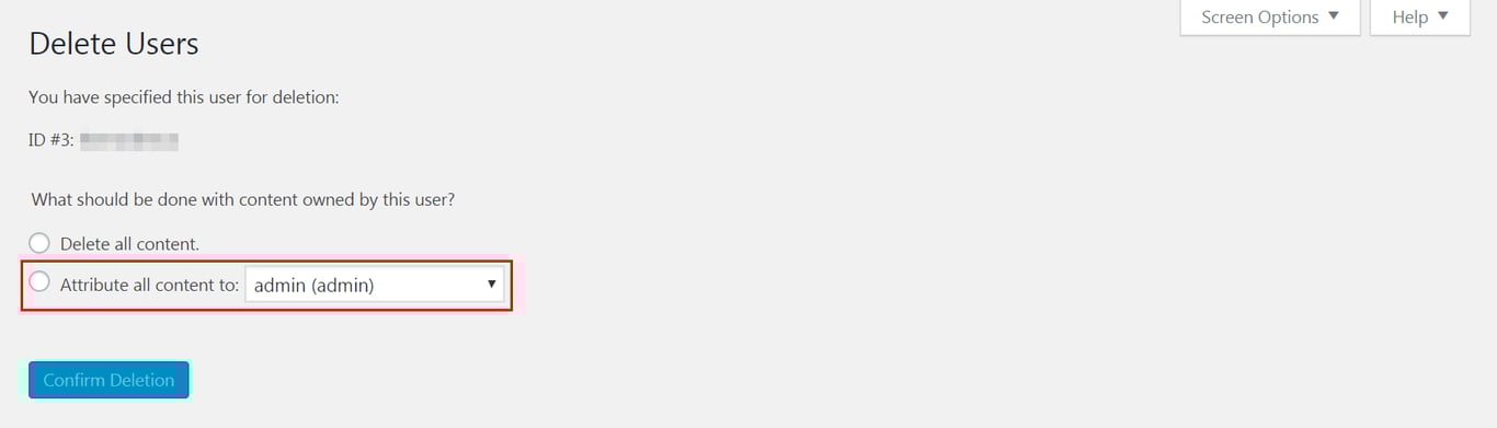 Attribute all content from an old administrator account to the new one