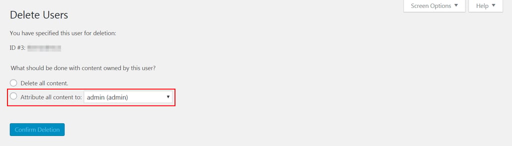 Attribute all content from an old administrator account to the new one