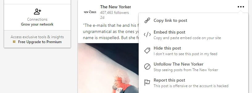 Int&eacute;grer une publication LinkedIn.