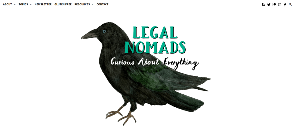 The homepage of Legal Nomads, a travel blog.