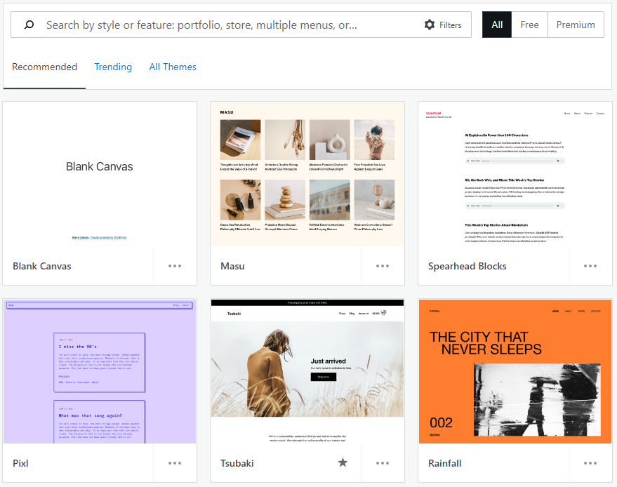 WordPress.com theme options
