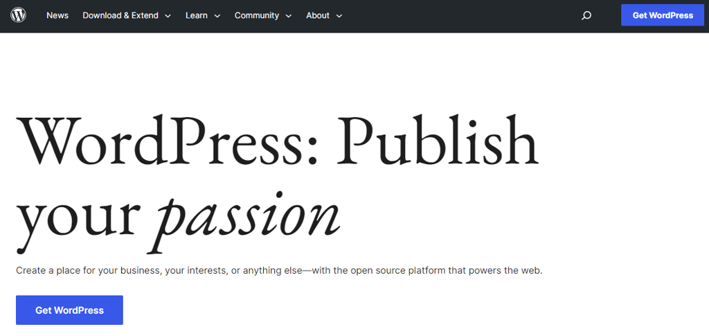 WordPress.org homepage