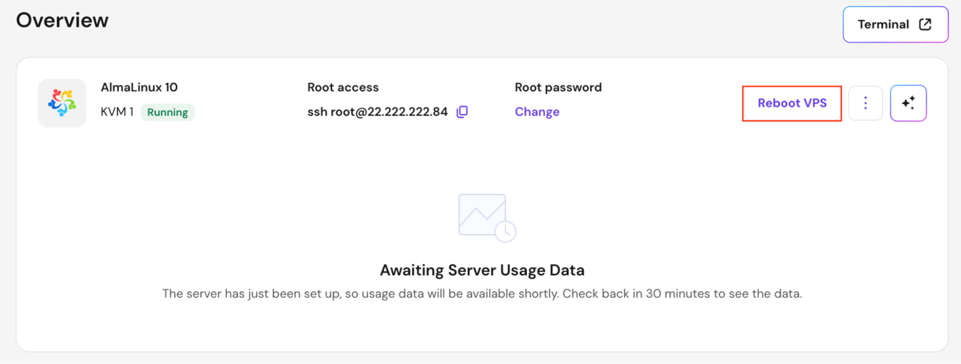 hpanel-reboot-vps Hostinger VPS hPanel access