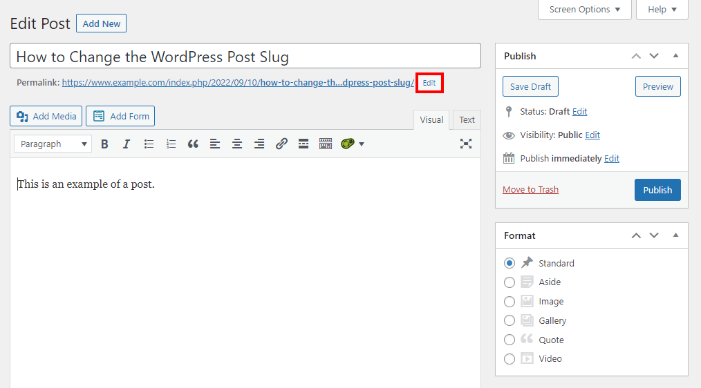 A WordPress slug classic editor
