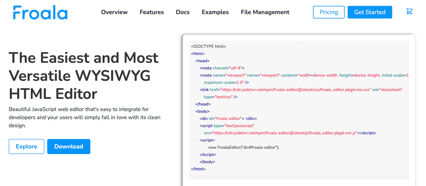 Froala website home page
