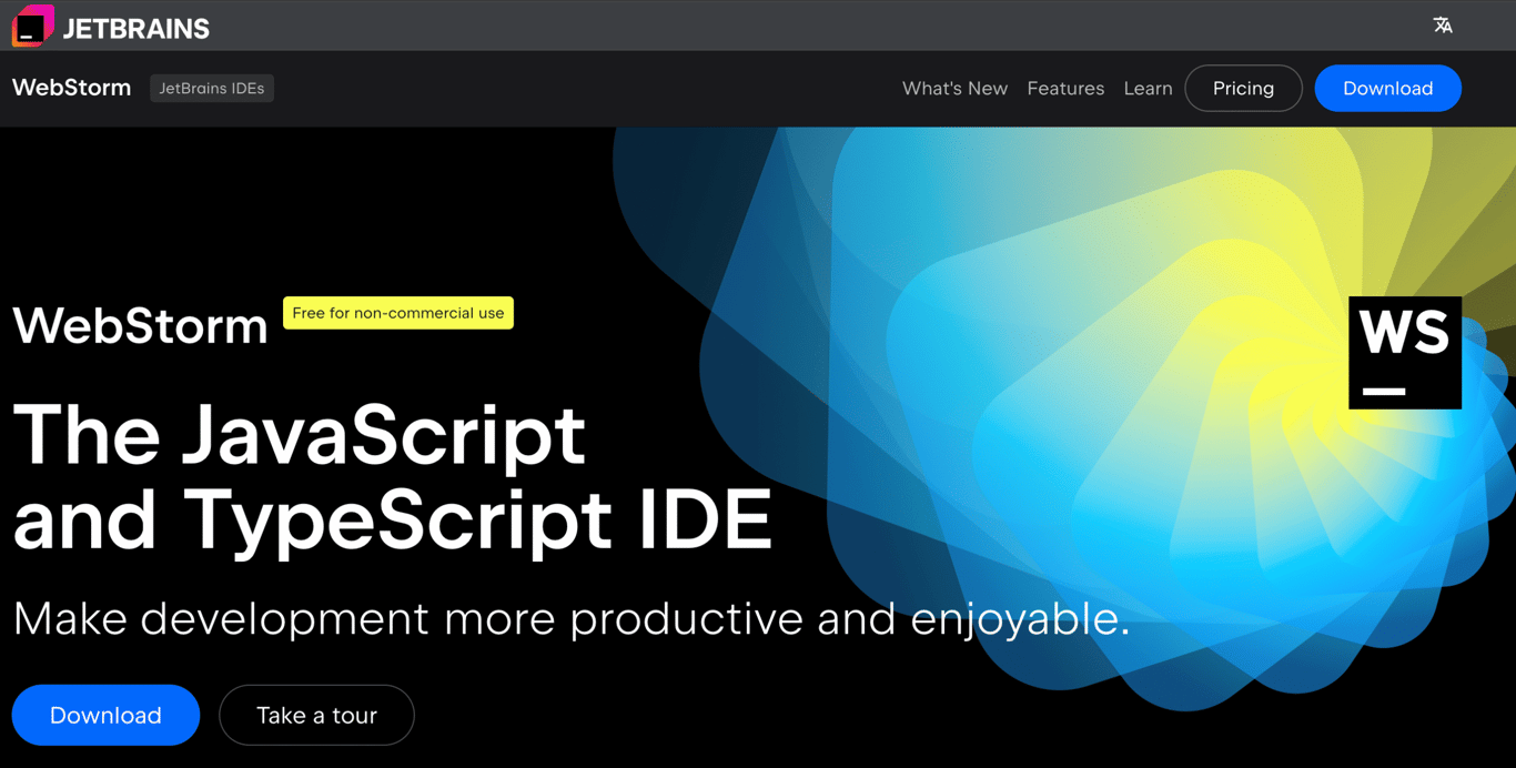 JetBrain's WebStorm landing page