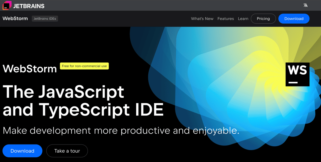 JetBrain's WebStorm landing page