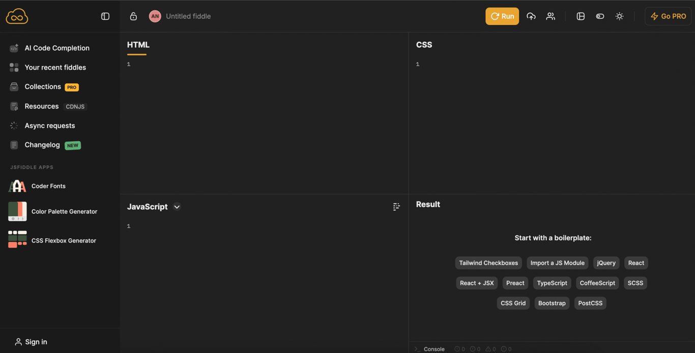 JSFiddle's user interface