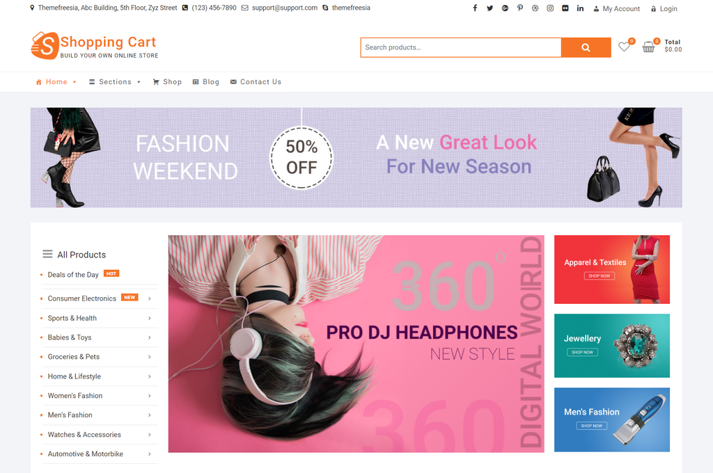 Th&egrave;me WordPress d'e-commerce Shopping Cart
