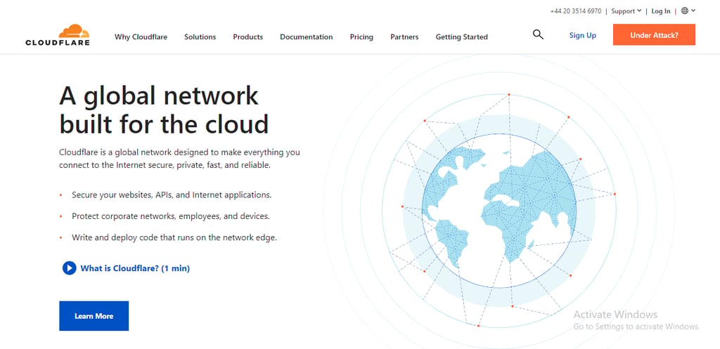 Cloudflare website homepage