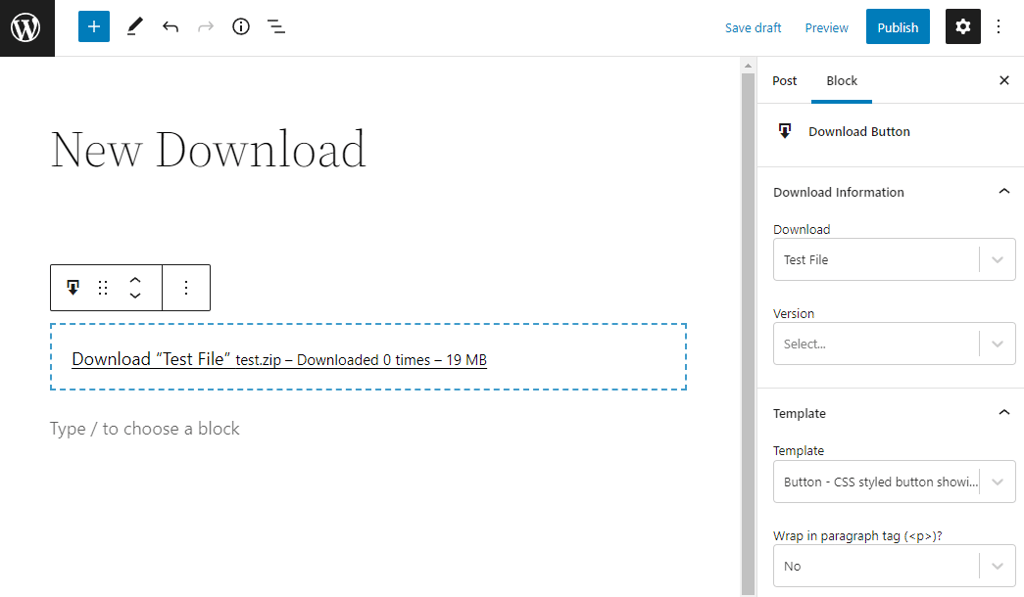 Adding a file download on a post using the Download Monitor plugin