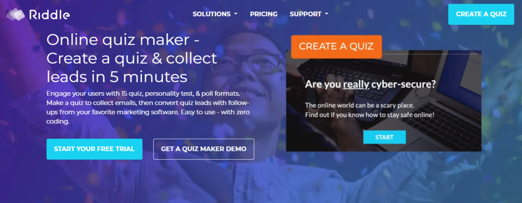 Riddle website homepage