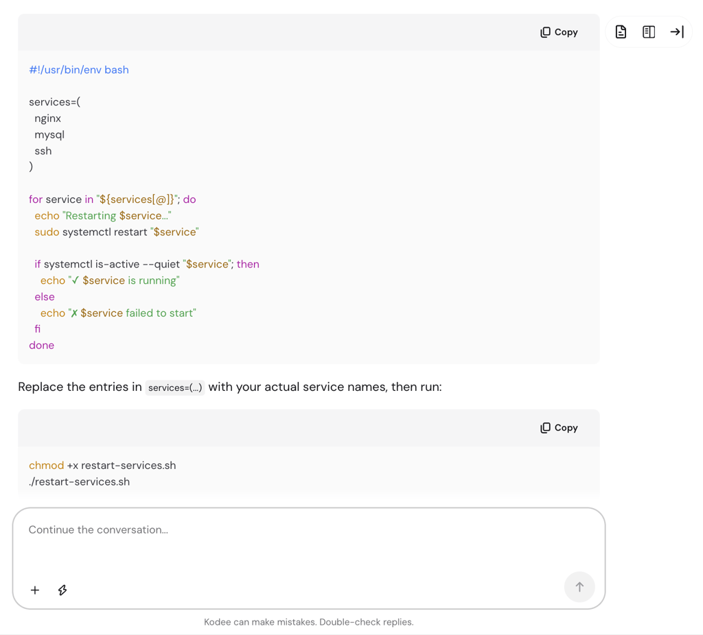 Hostinger Agent generating a Bash