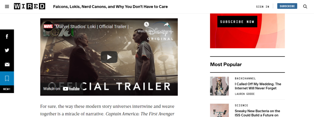 Social media sidebar example