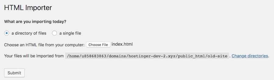 Start import content