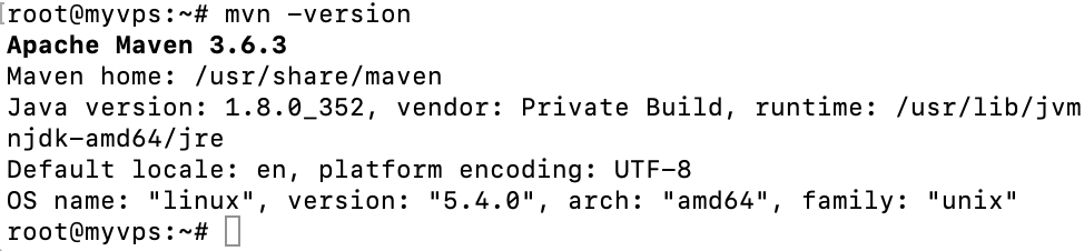 The terminal window displays the successful installation of the latest version of Apache Maven