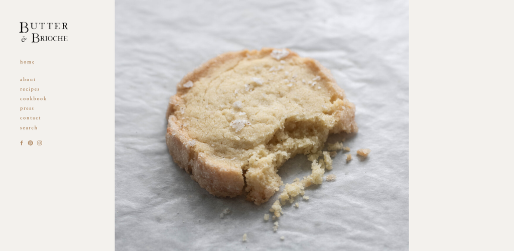 Butter und Brioche-Startseite mit einem gro&szlig;en Bild von einem Geb&auml;ckst&uuml;ck