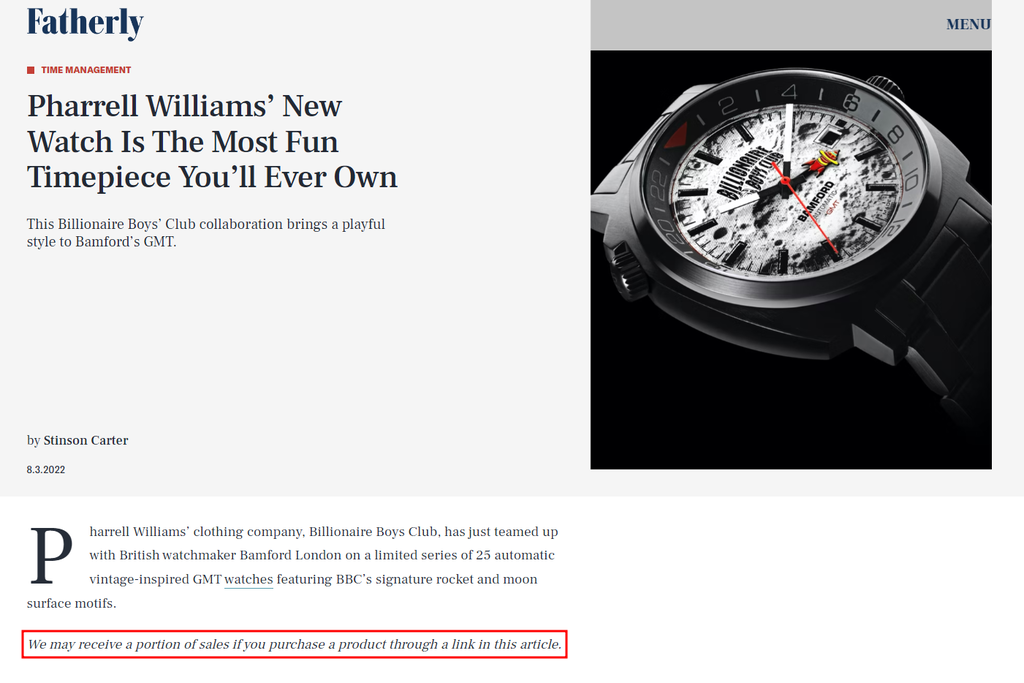 Fatherly's affiliate links disclosure