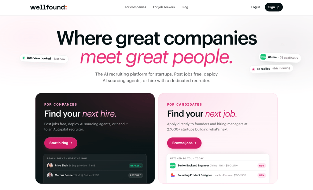 Wellfound homepage