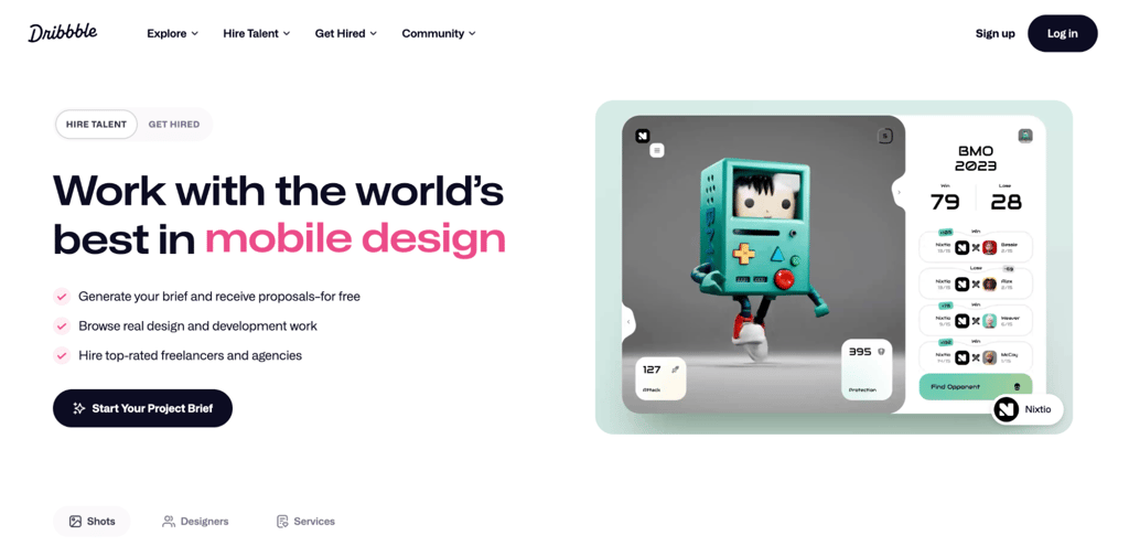 Dribbble homepage
