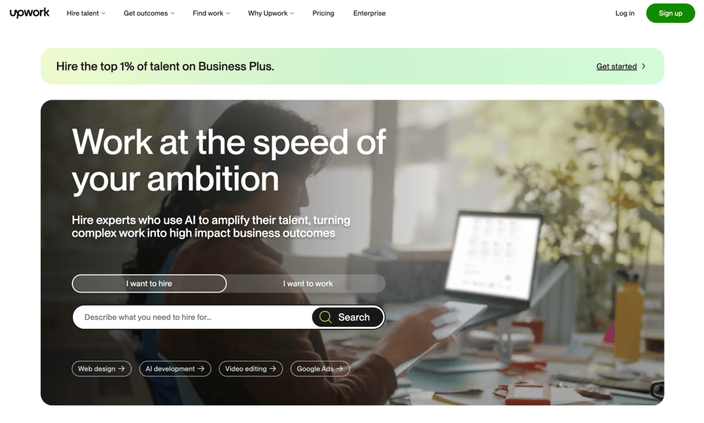 Upwork homepage