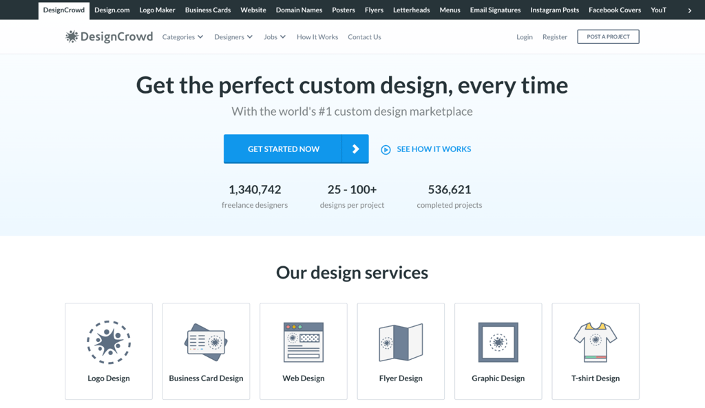 DesignCrowd homepage