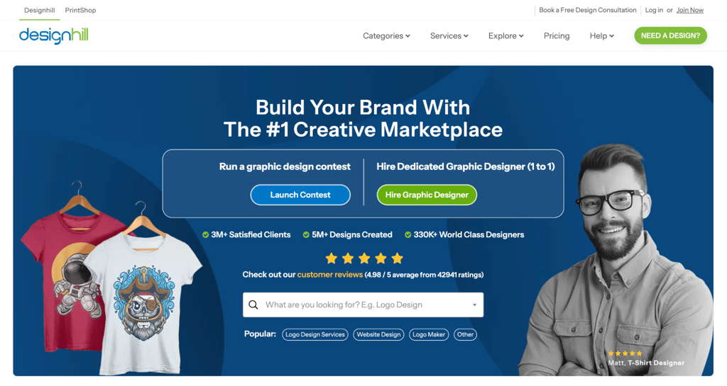 DesignHill homepage