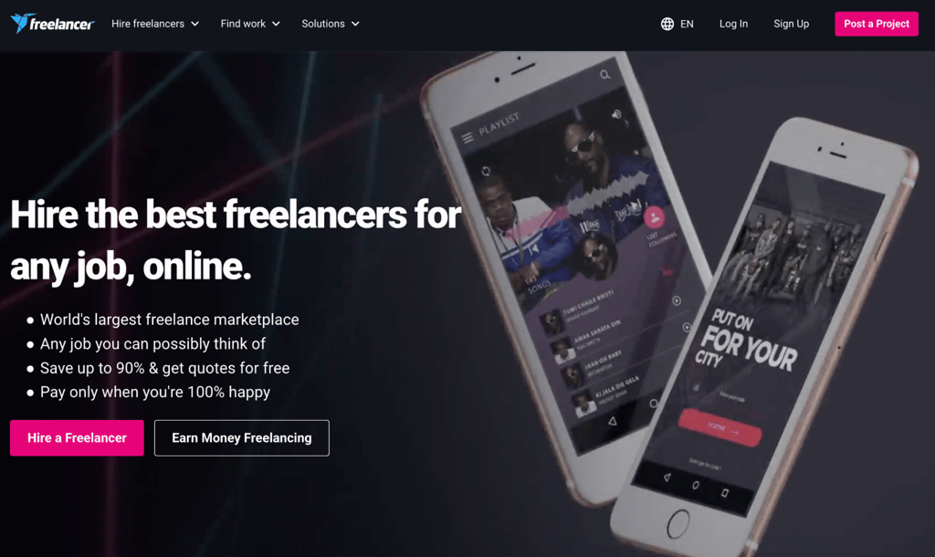Freelancer.com homepage