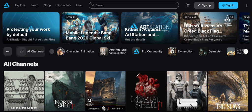 ArtStation homepage