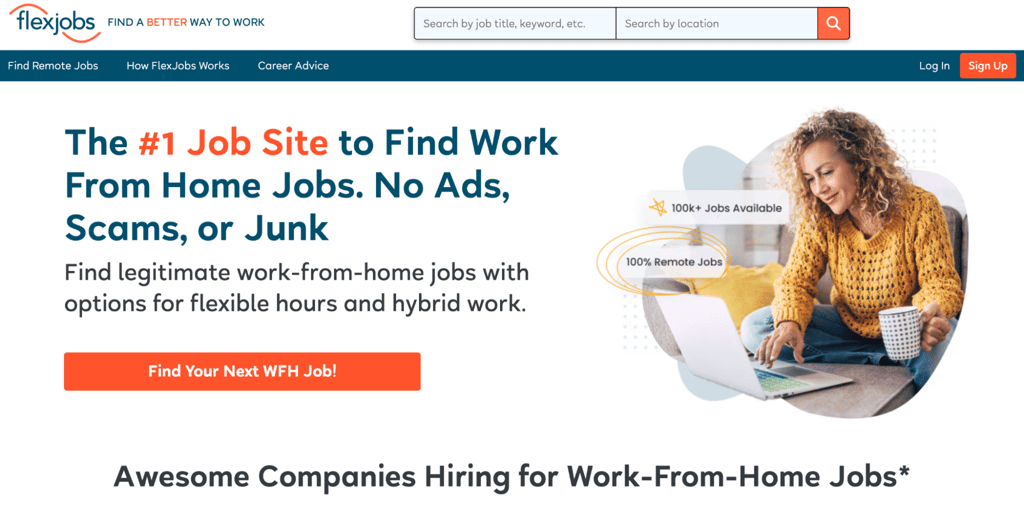 FlexJobs homepage