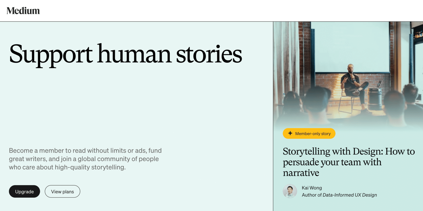 Medium's membership page