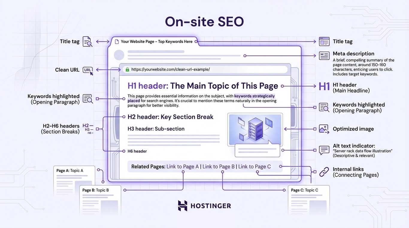 An infographic explaining about on-site SEO