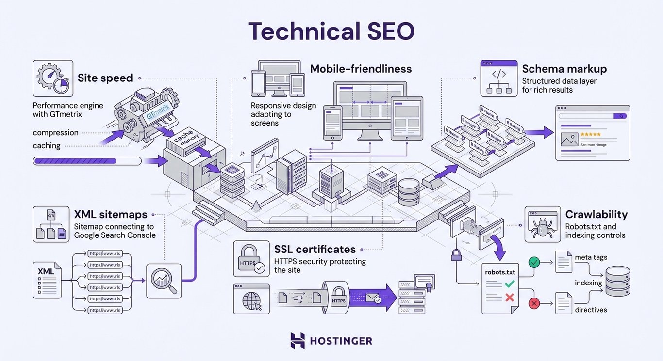 An infographic explaining about technical SEO