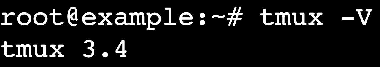 Terminal output showing the tmux version command result