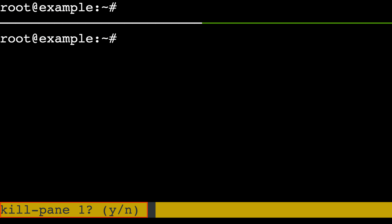 tmux confirmation prompt for killing a pane highlighted