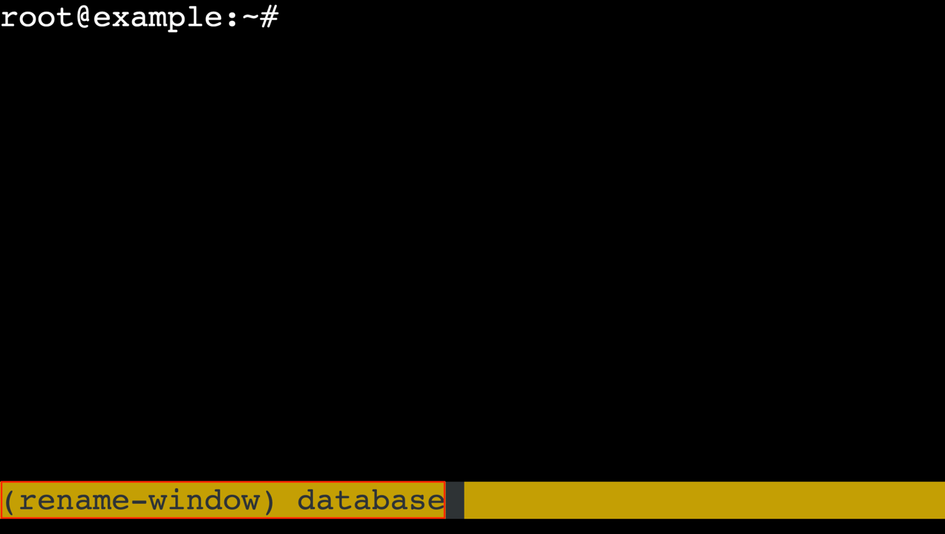 tmux status bar showing window rename prompt highlighted