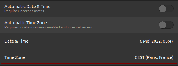 Date Time and Time Zone in Ubuntu desktop changed