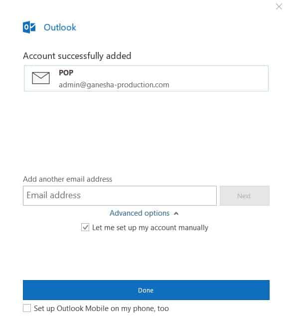 Un &eacute;cran qui appara&icirc;t lorsque la configuration du compte est termin&eacute;e.